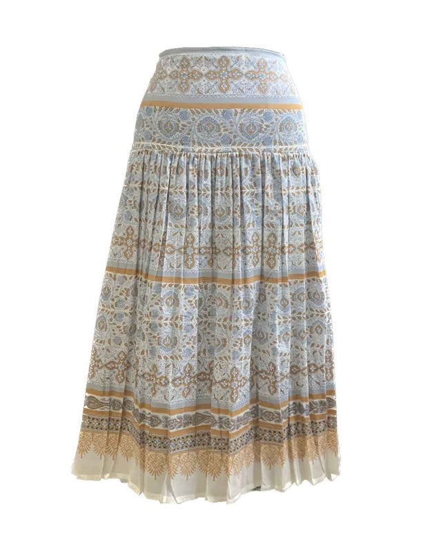 Ophelia Midi Skirt in BCI Poplin - Blue and Gold (Better Cotton Initiative Cotton)