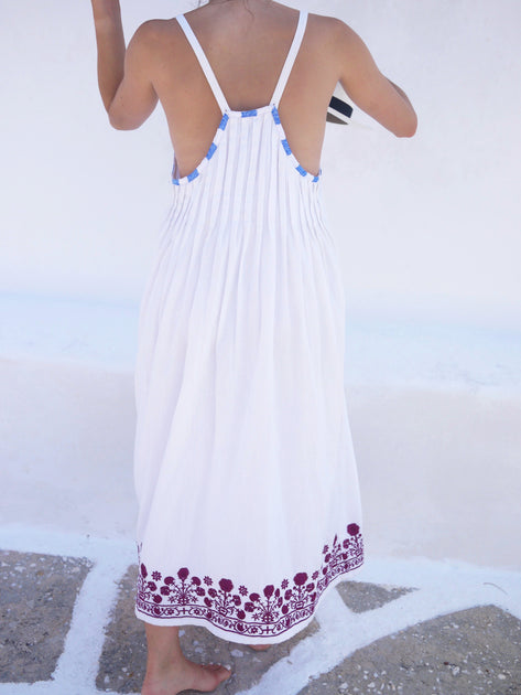Cretan with Silk Embroidery Linen Dress – Buggy NYC