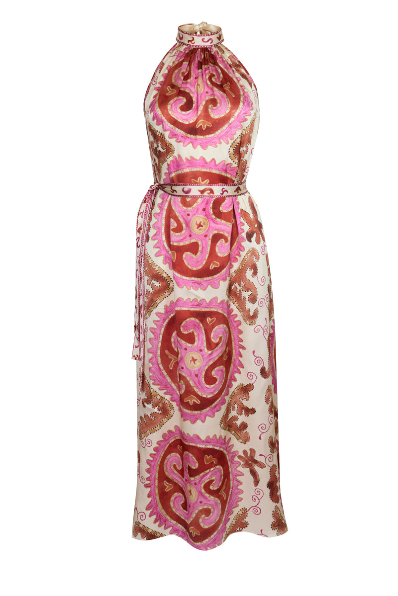 Starfish Halter Dress in Pink and Orange