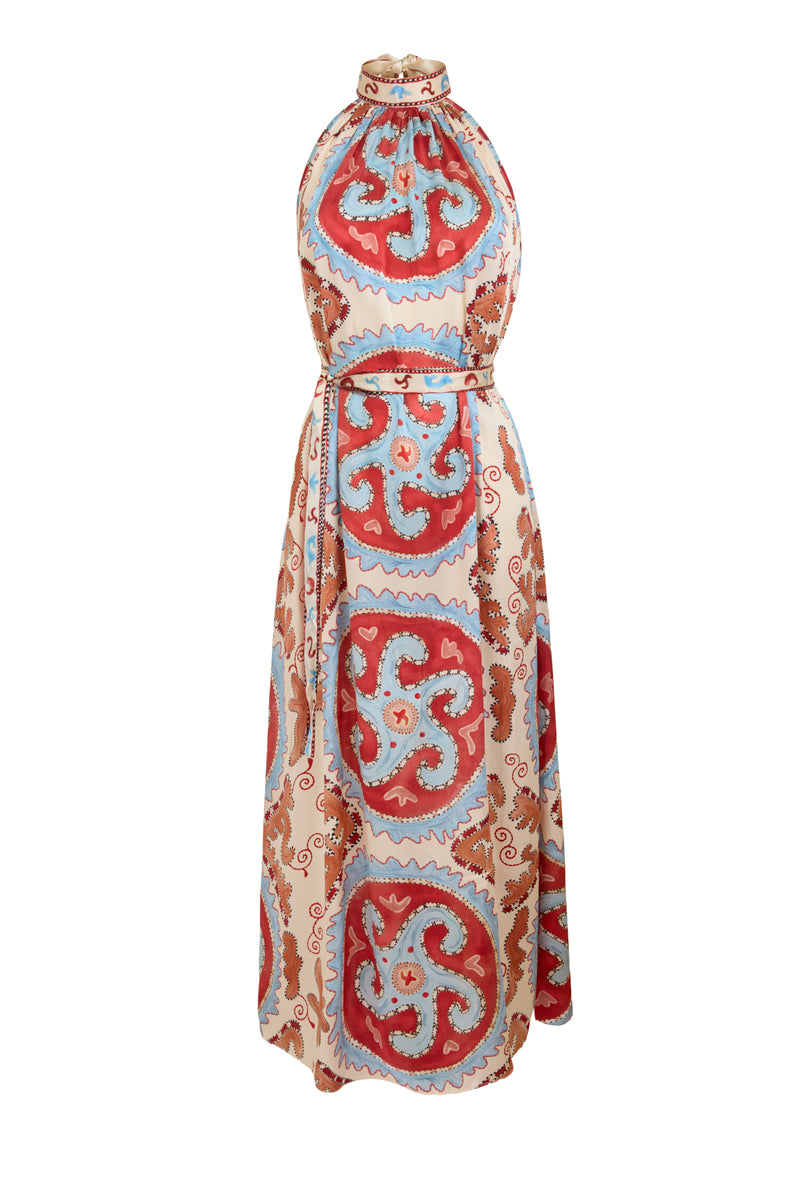 Starfish Halter Dress in Blue and Red