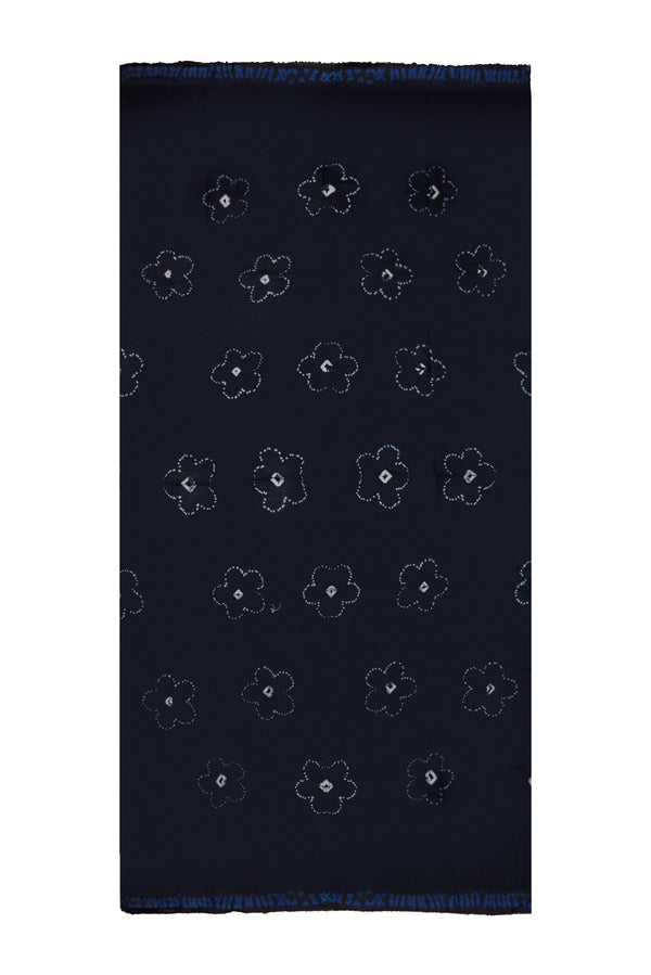 Shibori Flowers Pashmina in Black