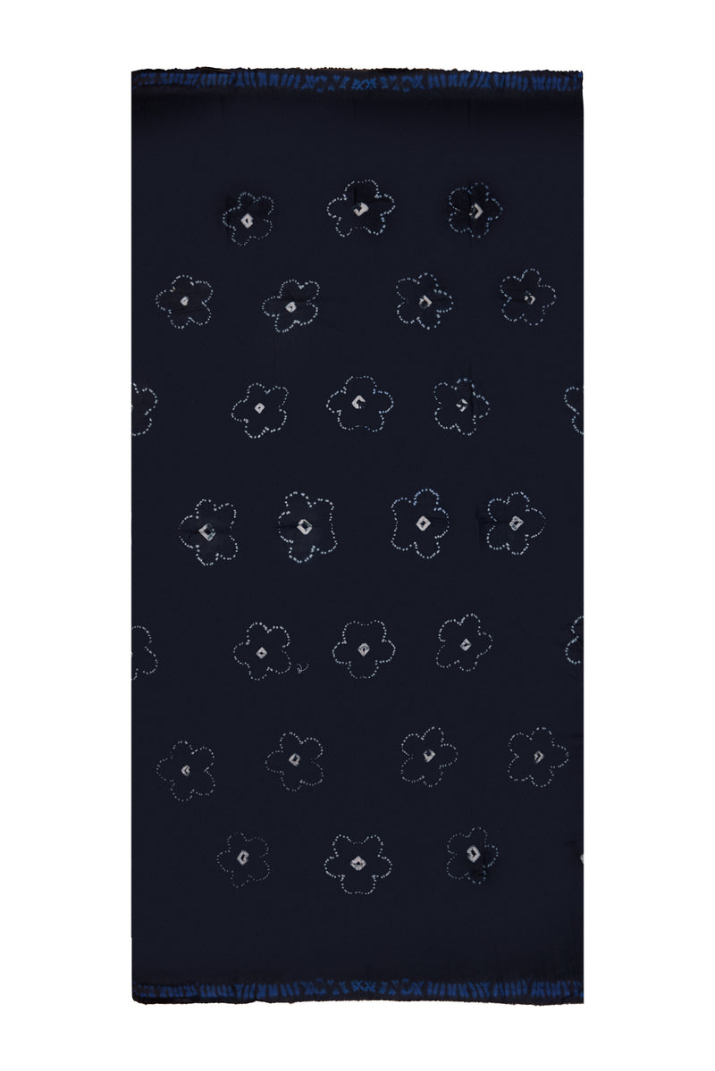 Shibori Flowers Pashmina in Black