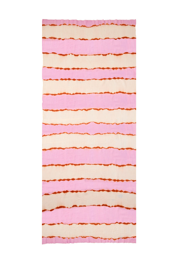 Lehariya Stripe Pashmina - Lavender Pink + Cocoa