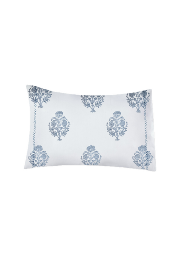 Náni Standard/Queen Pillowcases in Bouquet Nantucket Grey with Embroidery, Set of 2 - Organic Cotton