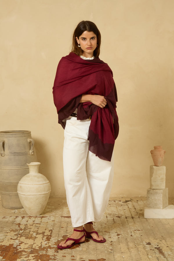 Evil Eye Pashmina in Burgundy
