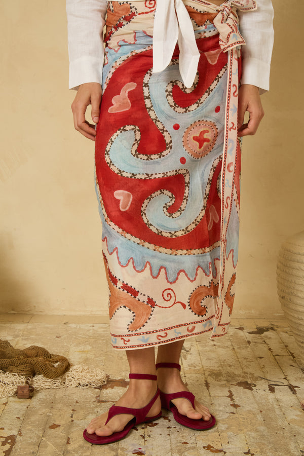 Starfish Pareo in Blue and Red