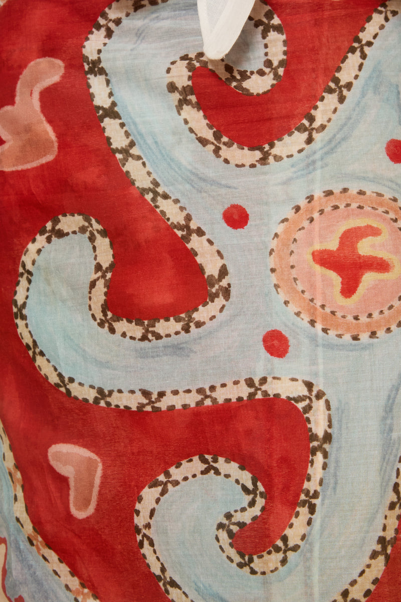 Starfish Pareo in Blue and Red