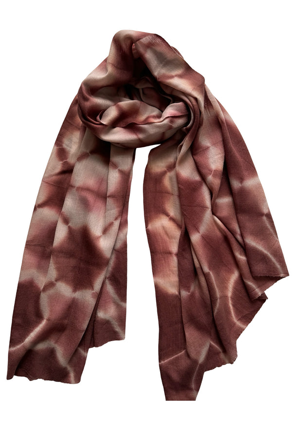 Clamp Dyed Pashmina in Gray Lilac & Twilight Mauve