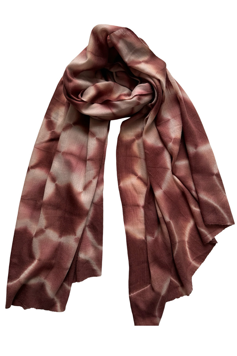 Clamp Dyed Pashmina in Gray Lilac & Twilight Mauve