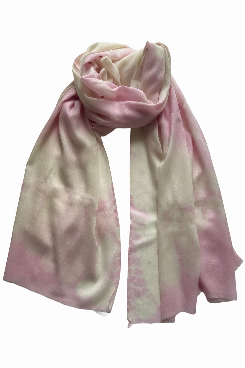Evil Eye Hand Dyed Pashmina - Light Pink on Ivory Base