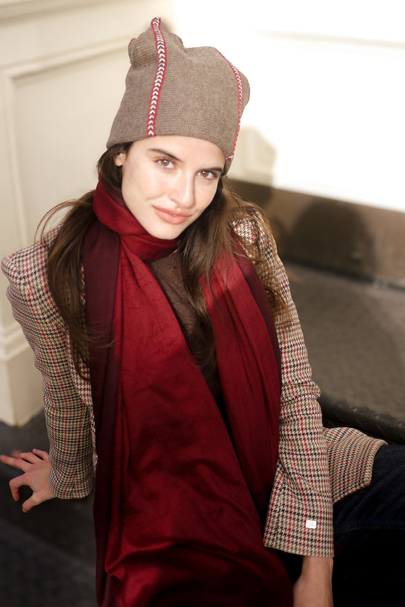 Evil Eye Pashmina in Burgundy