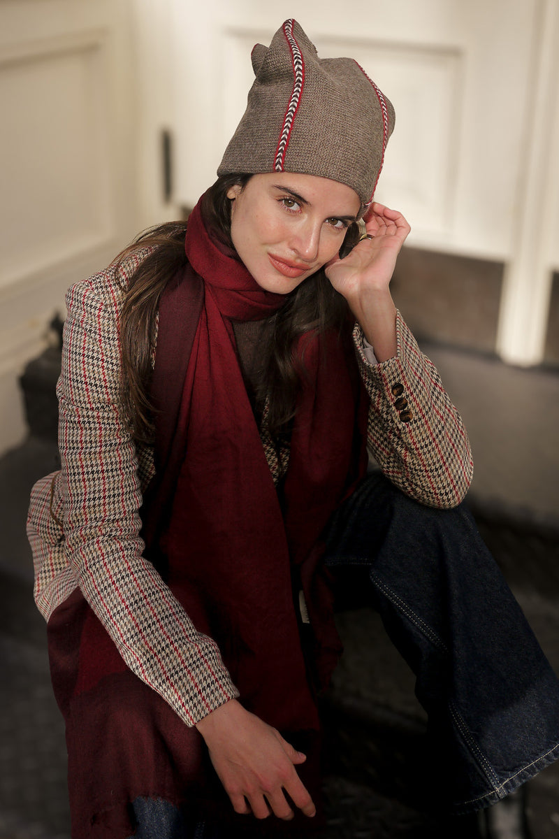 Evil Eye Pashmina in Burgundy