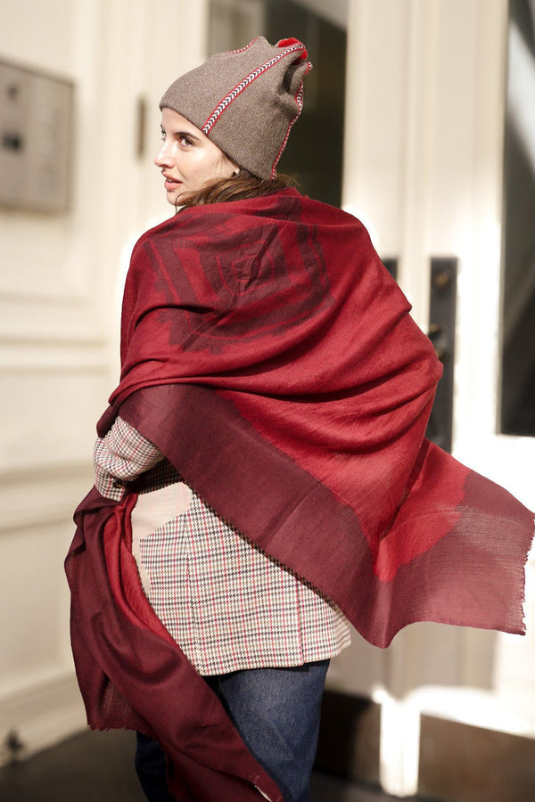 Evil Eye Pashmina in Burgundy