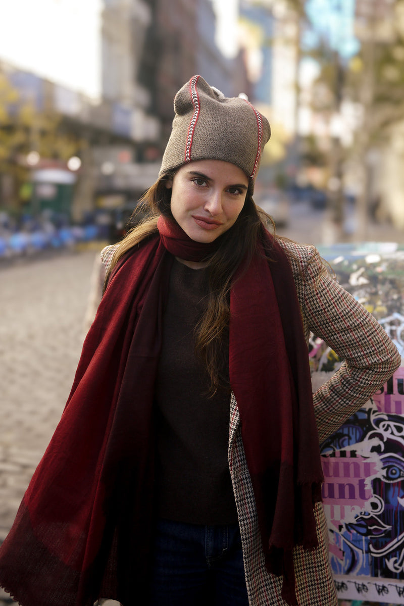 Evil Eye Pashmina in Burgundy