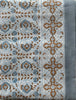 Faridabad Flower Tablecloth with Cross Border, Grey Stripe  - BLUE/GOLD