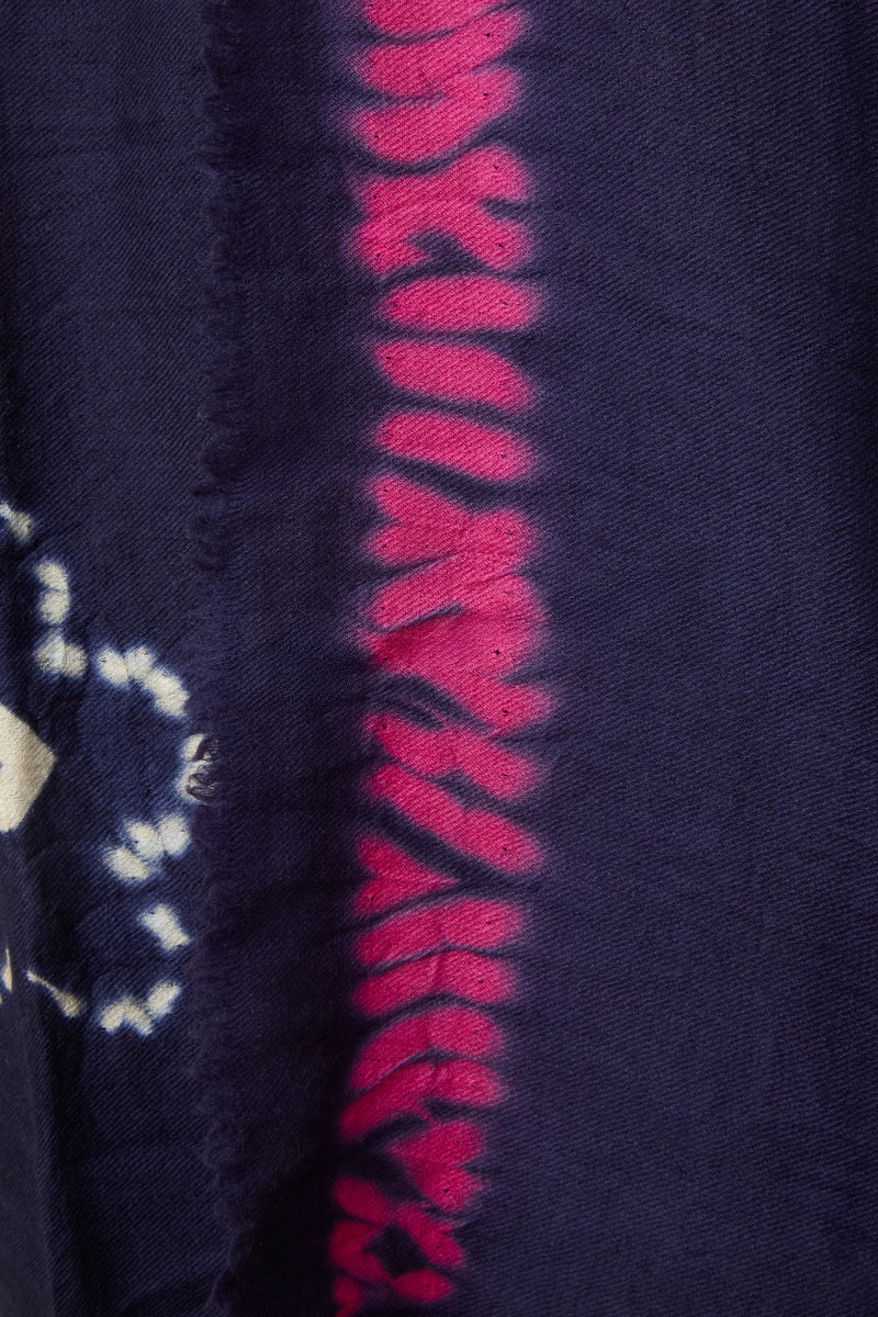 Shibori Flowers Pashmina in Navy