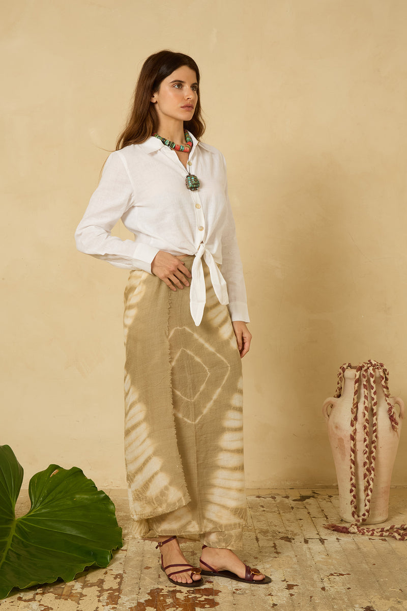 Linen Tie Shirt in White