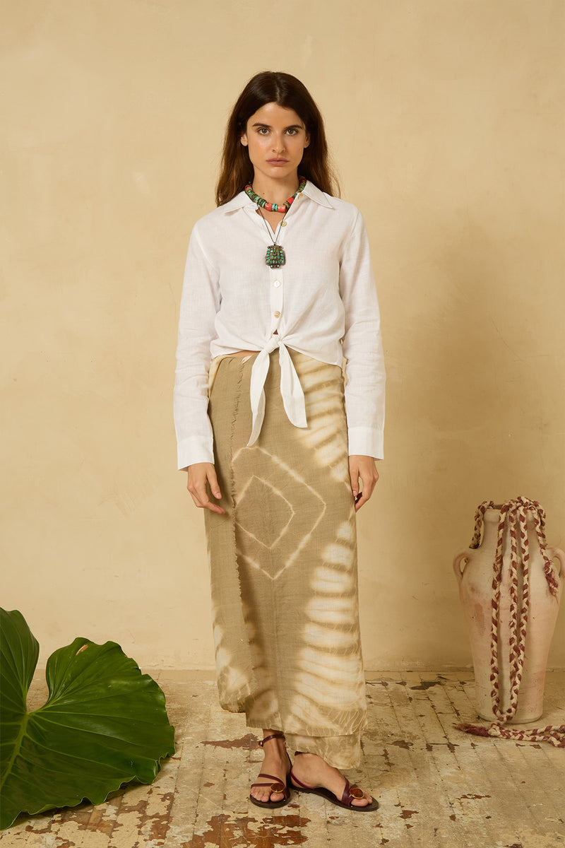 Linen Tie Shirt in White
