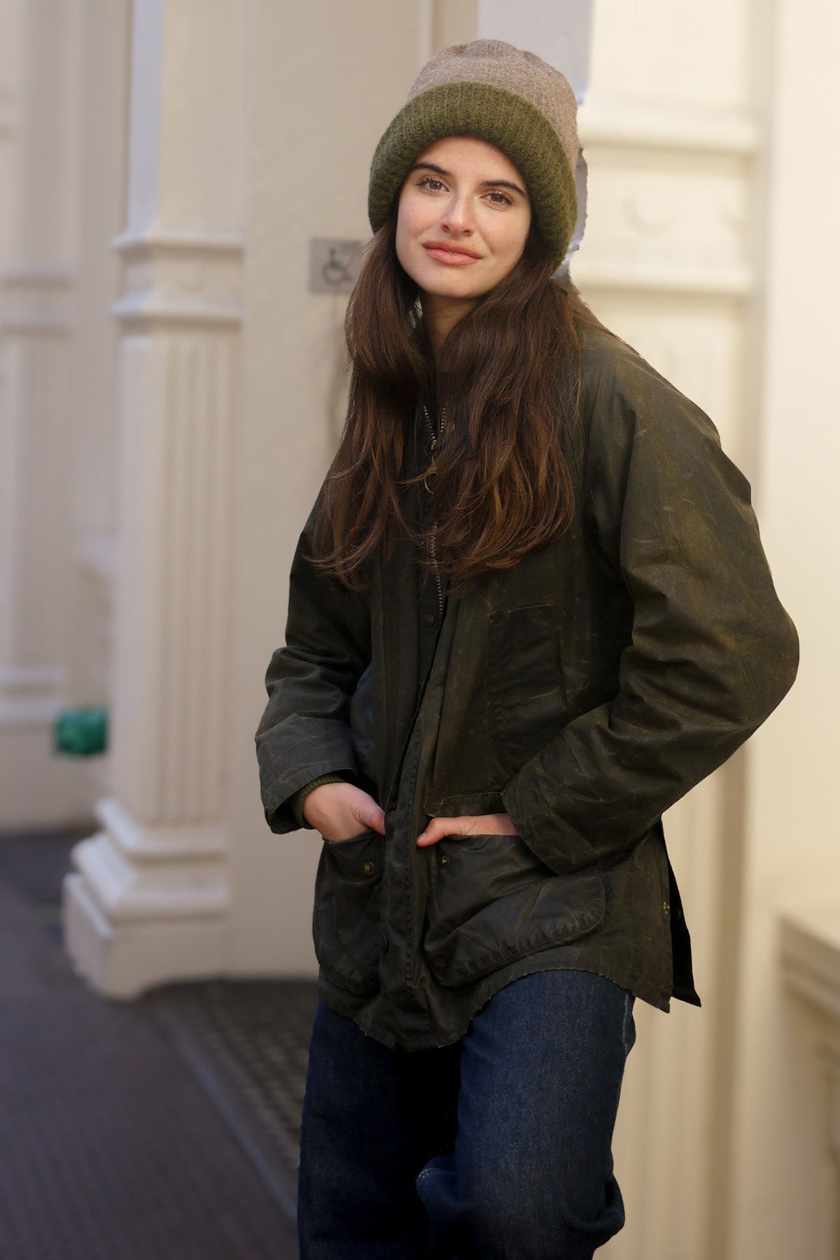 Reversible Bank Street Beanie - Dark Green and Cocoa – Buggy NYC