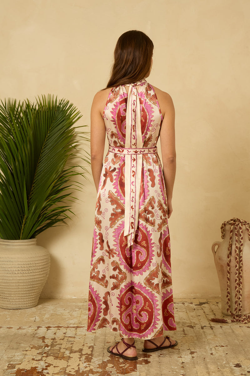 Starfish Halter Dress in Pink and Orange