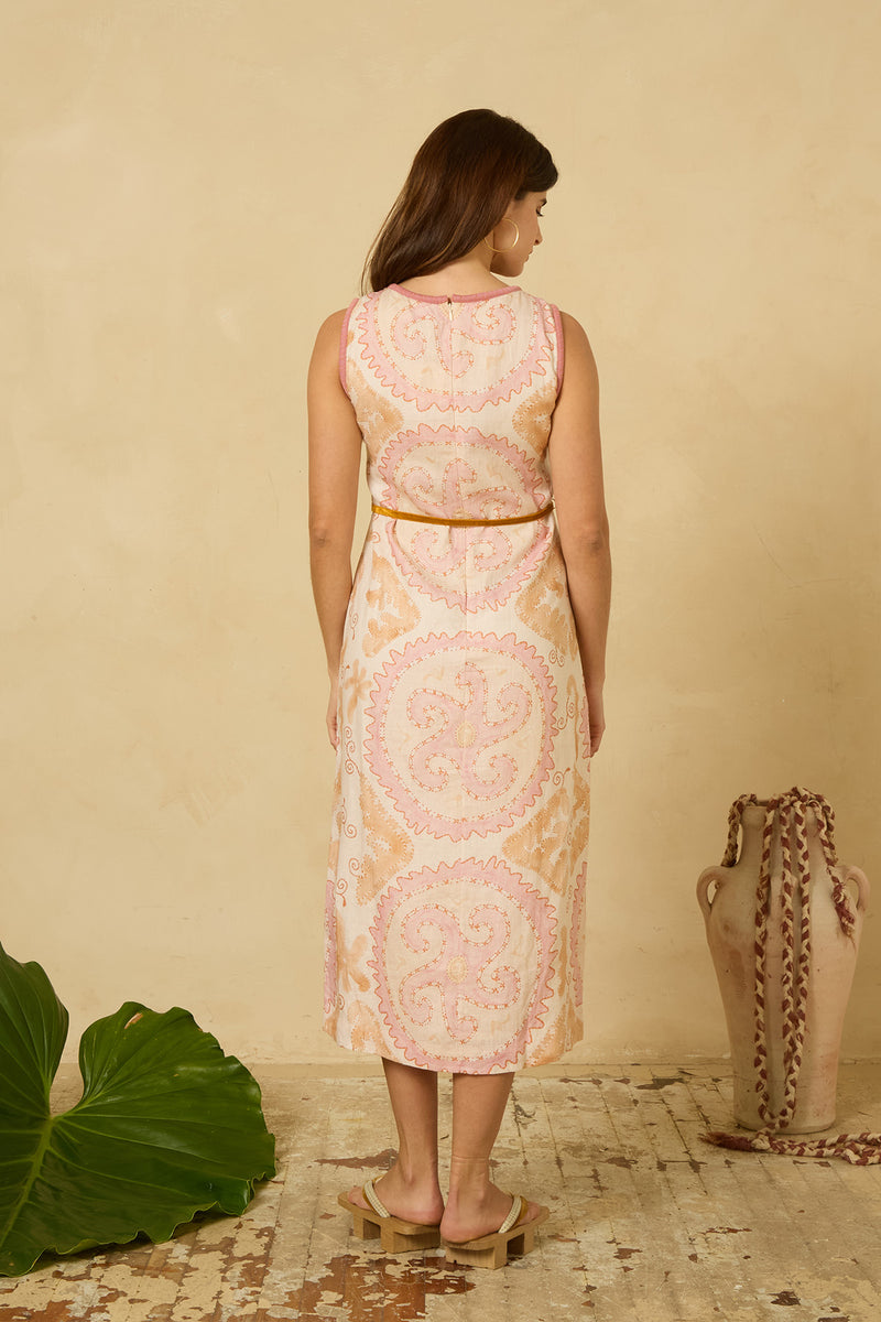 Starfish Midi Shift Dress in Rose Sand