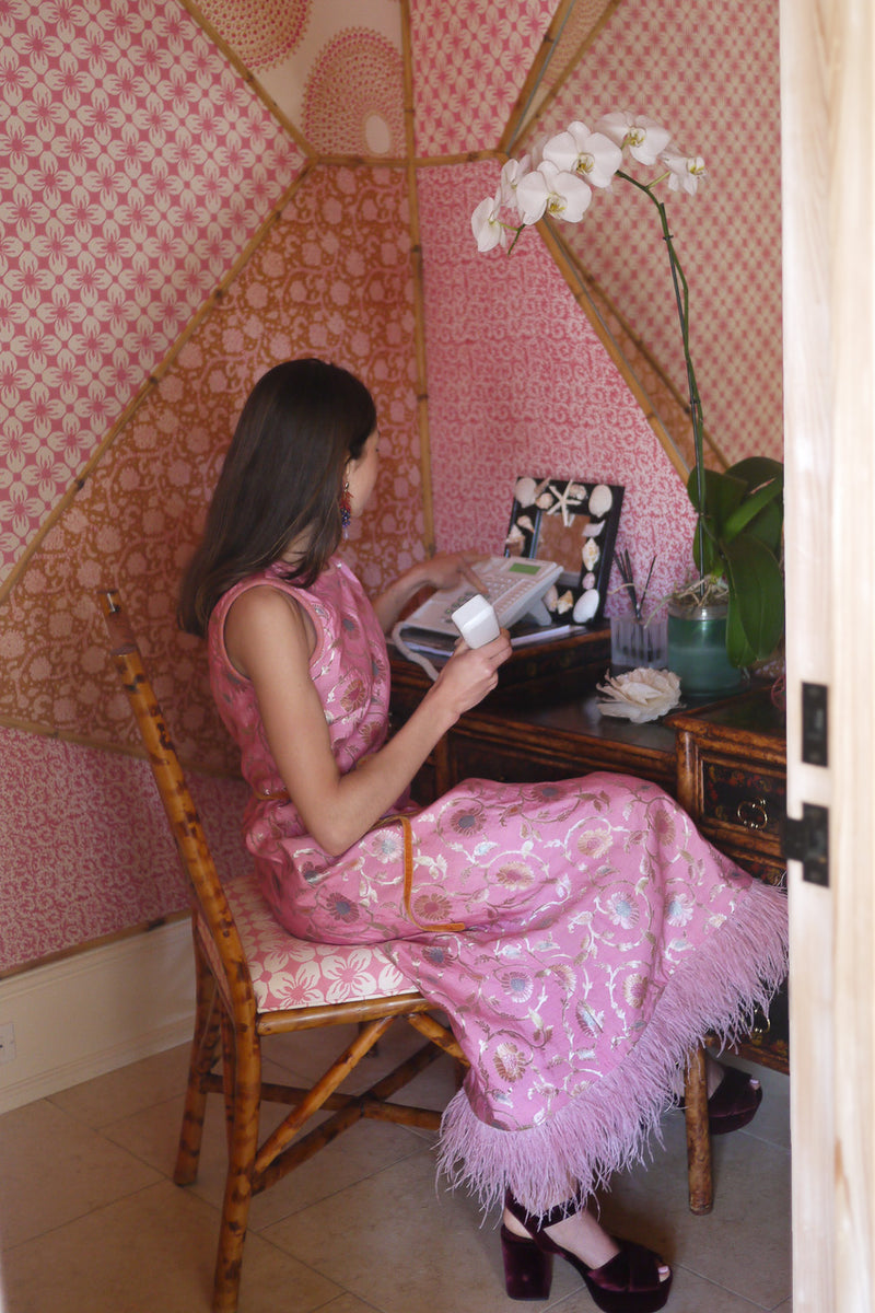 Fête Feather Dress - Pink Varanasi