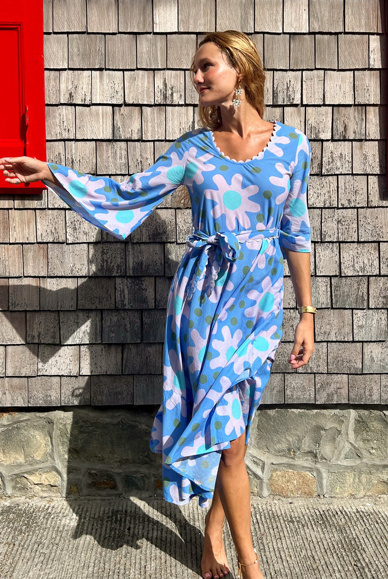 Abby Dress Flower Power Blue Buggy NYC Abby Dress Flower Power Blue Buggy NYC
