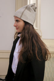 Teton Beanie - Light Gray with Light Green and Lilac Embroidery