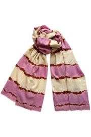 Lehariya Stripe Pashmina - Lavender Pink + Cocoa