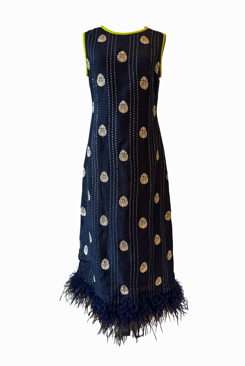 Fête Feather Dress - Midnight Blue