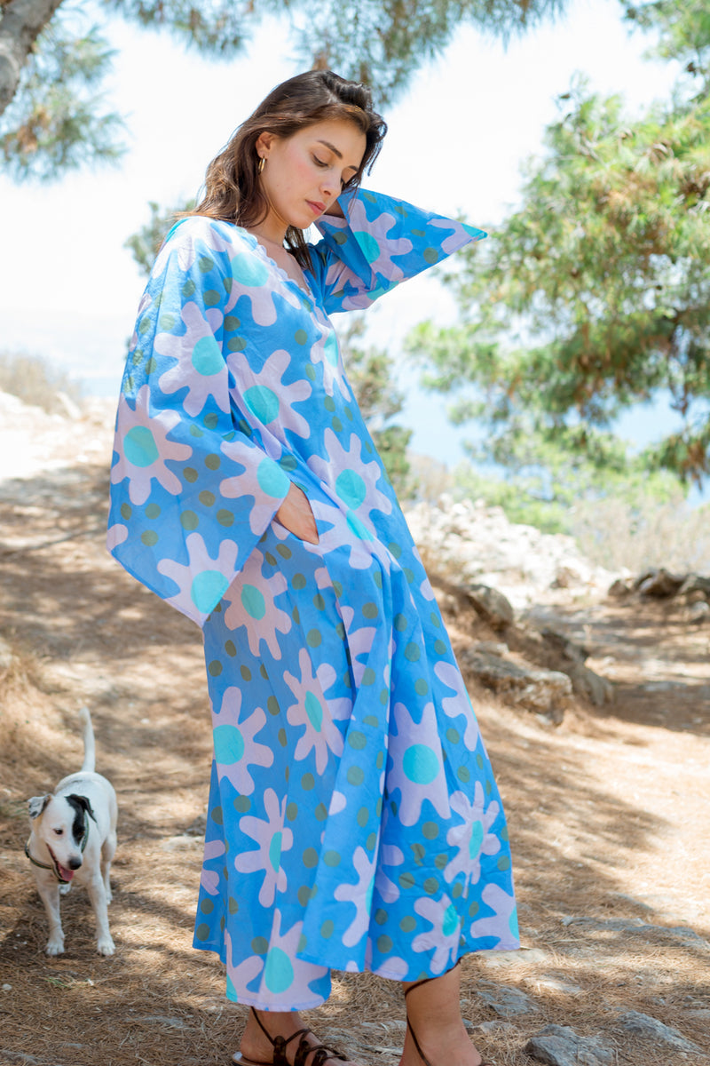 Abby Dress Flower Power Blue Buggy NYC Abby Dress Flower Power Blue Buggy NYC