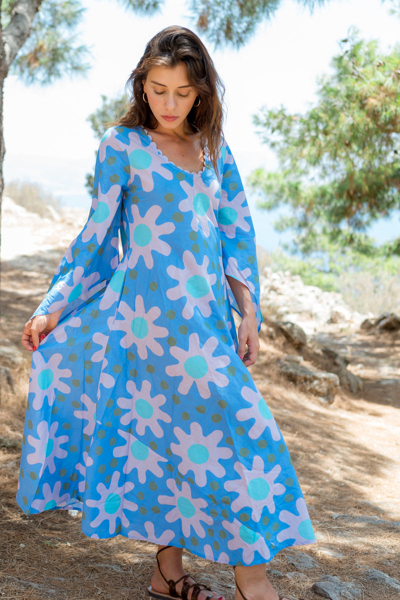 Abby Dress Flower Power Blue Buggy NYC Abby Dress Flower Power Blue Buggy NYC