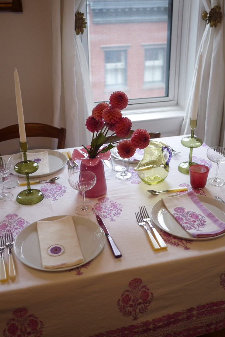 Modern Floral TABLECLOTH with Wide Border in Lavenders - MORE SIZES