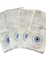 Evil Eye Hand Embroidered Linen Napkins in Grey, Set of 4