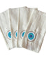 Evil Eye Hand Embroidered Linen Napkins in Blues, Set of 4