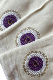 Evil Eye Hand Embroidered Linen Napkins in Lavender, Set of 4