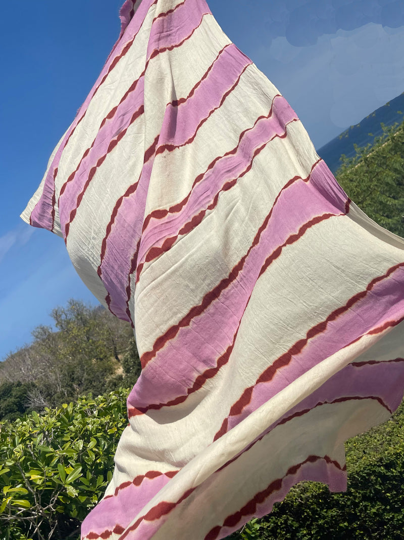 Lehariya Stripe Pashmina - Lavender Pink + Cocoa