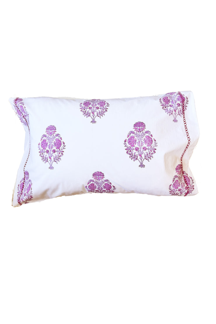 Náni Standard/Queen Pillowcases in Bouquet Lavender with Embroidery, Set of 2 - Organic Cotton