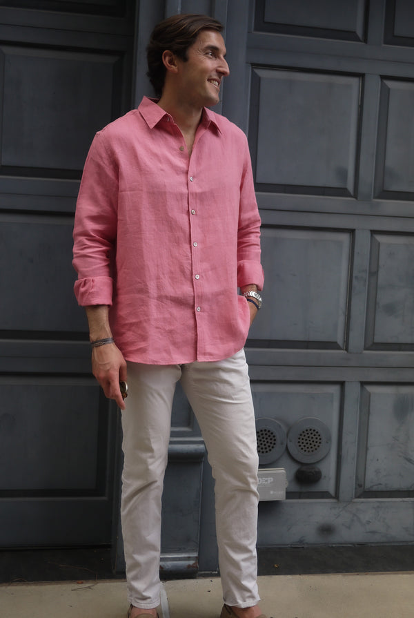 Men's Linen Shirt Nantucket Red