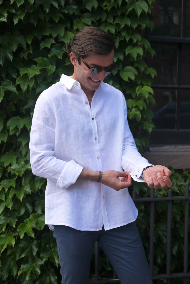 Men's Linen Shirt White Buggy NYC Men's Linen Shirt White Buggy NYC