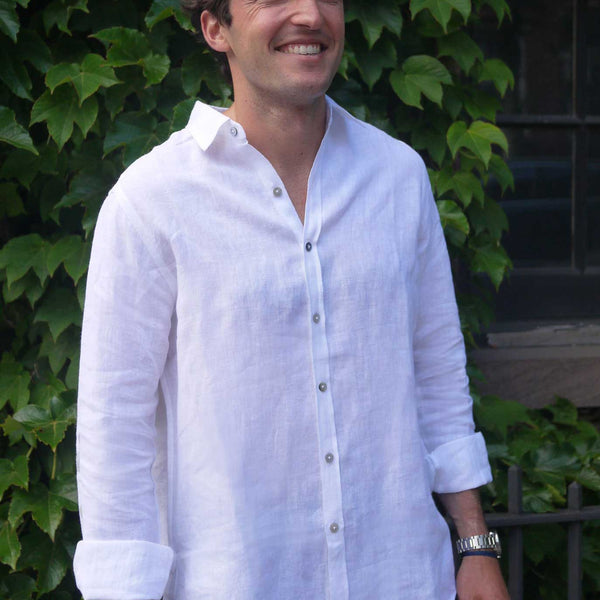 BRIEFING MEN’S LINEN-T WC SHIRT mens-white-linen-shirt-shell-