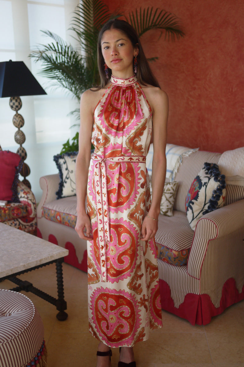 Starfish Halter Dress - Pink & Orange