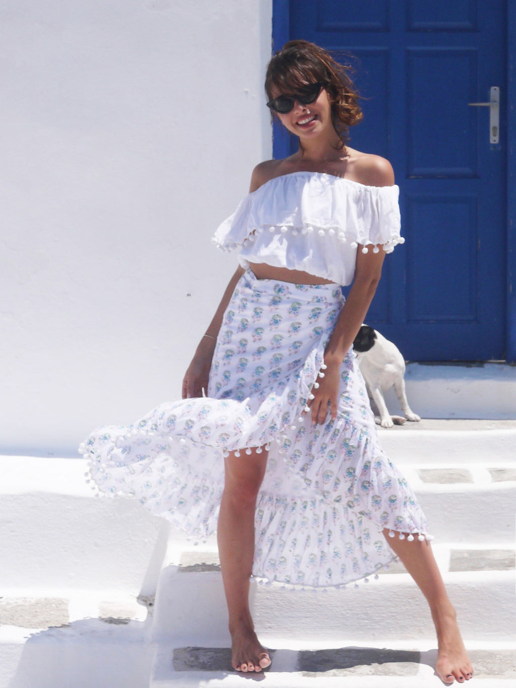 Katerina Long Ruffle Skirt in Jaipur Floral – Buggy NYC