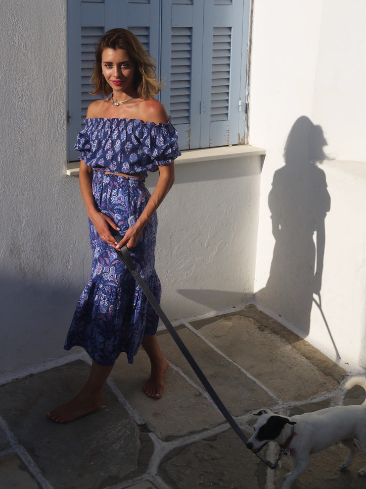Sifnos Crop Top - Provencal Navy and Purple