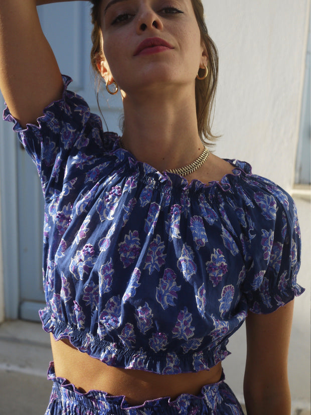 Sifnos Crop Top - Provencal Navy and Purple