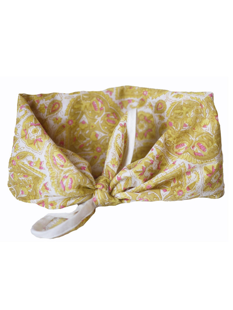 Blockprint Bandana in Nettie Marigold with Rose Pink Fleks