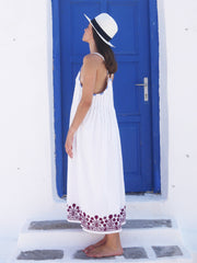 Cretan with Silk Embroidery Linen Dress