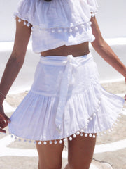 Katerina Mini Ruffle Skirt in White