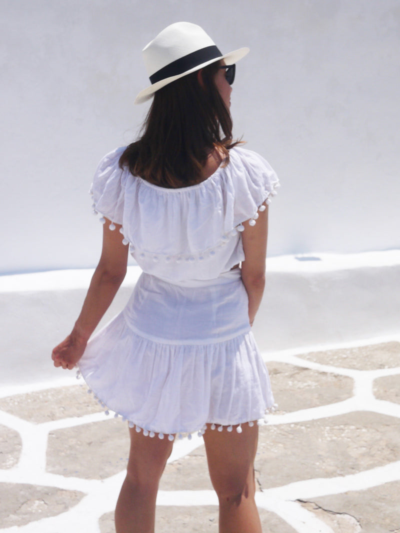 Katerina Mini Ruffle Skirt in White