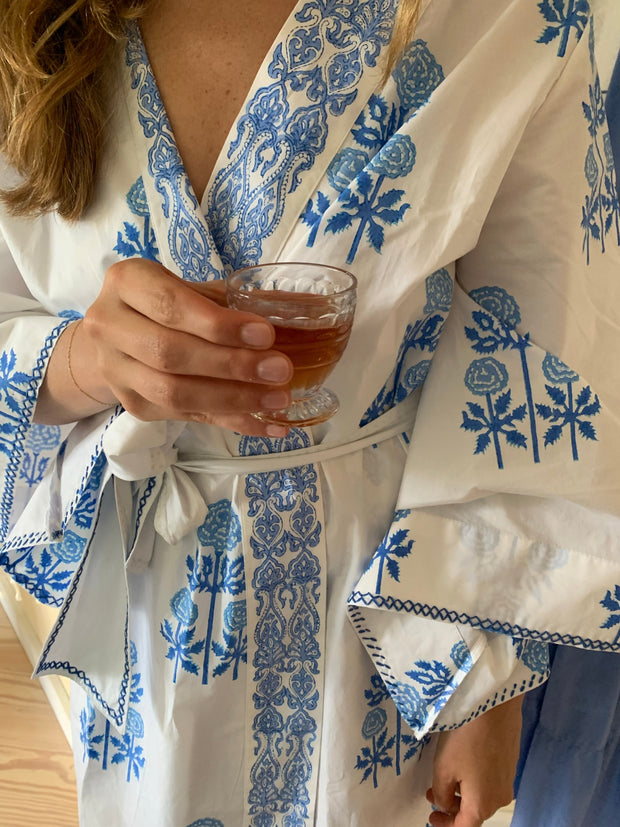 Kimono Robe in Floral - Blues